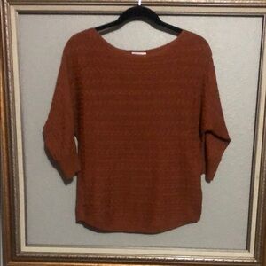 CASHMERE SILK Blnd MARKET&SPRUCE Cable WASHABLE Boat Neck 3/4 Slv EUC
